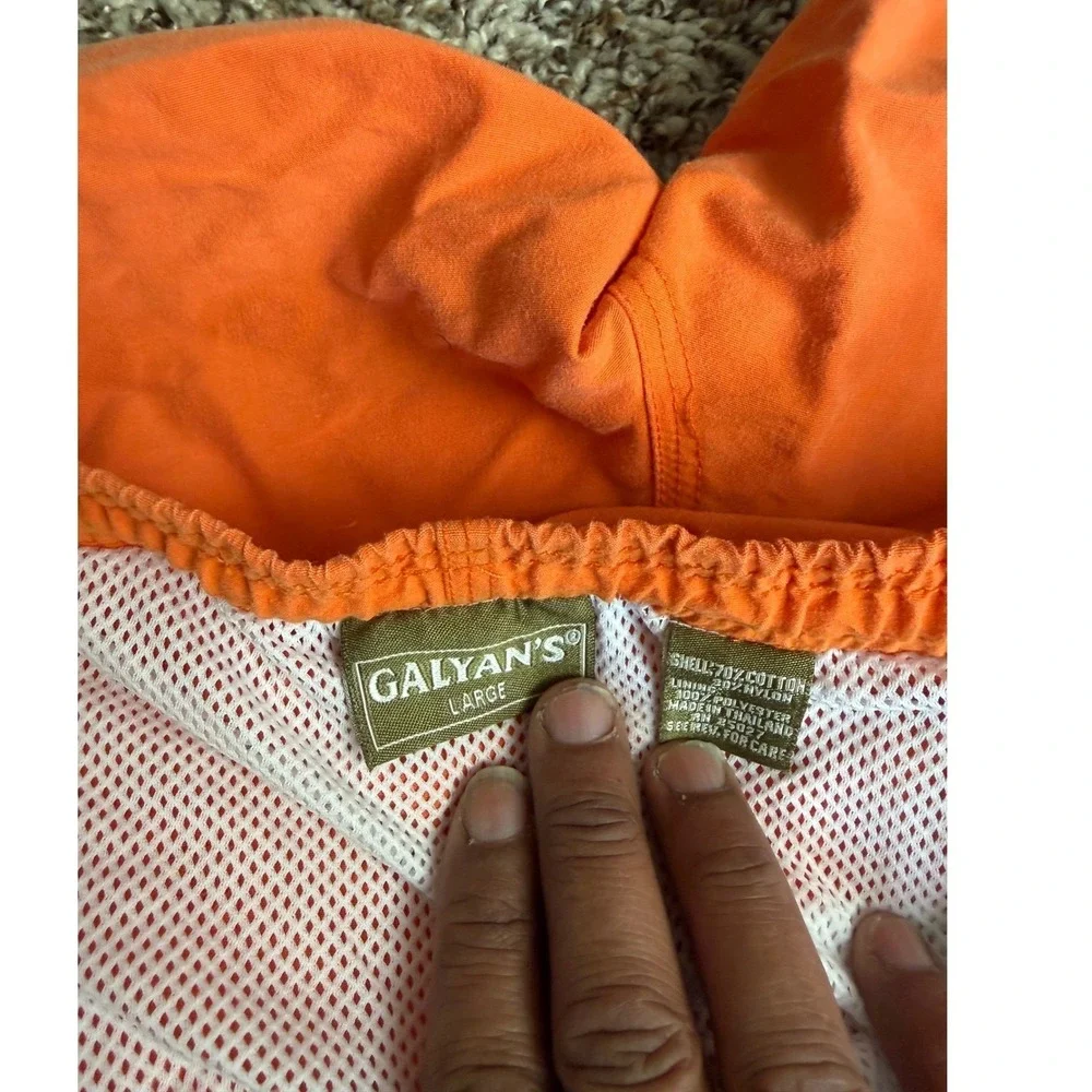 Galyans Mens‎ Orange Swim Trunks Mesh Lined Board Shorts L Drawstring 5